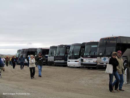 Buses unload